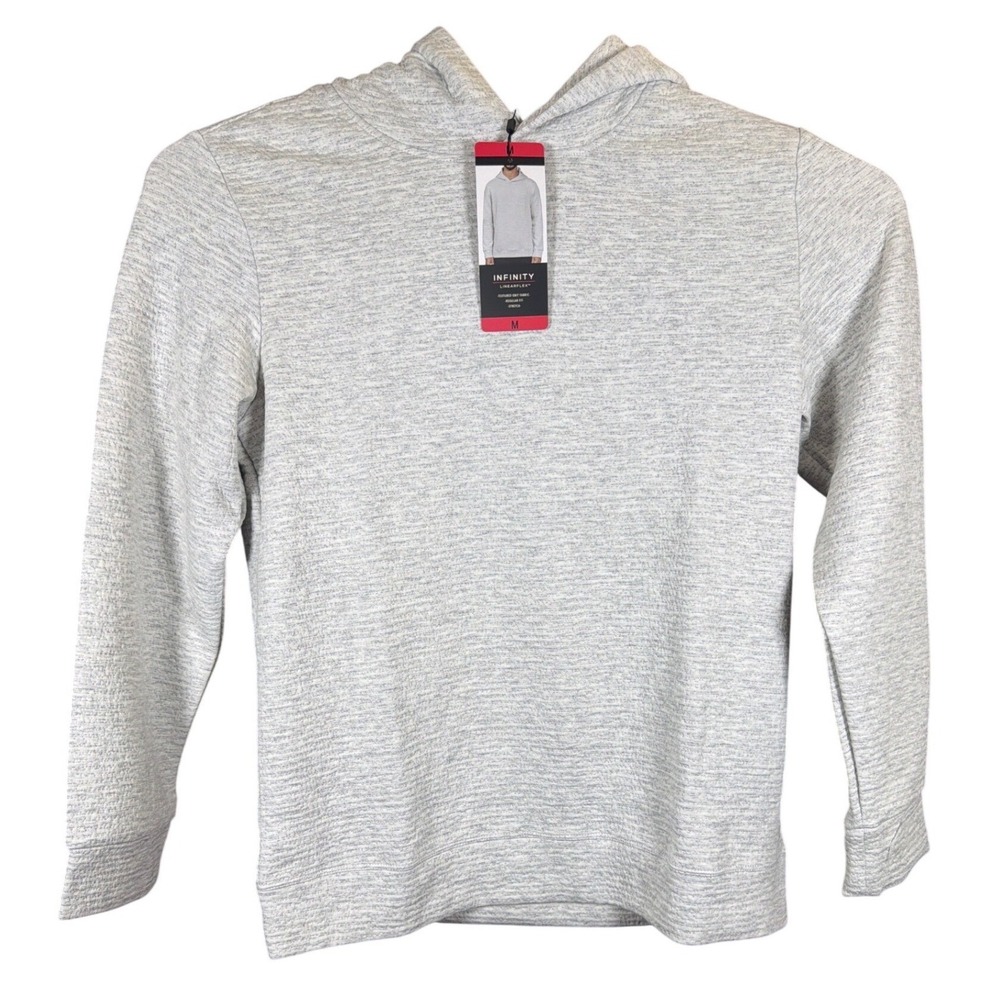 Infinity‎ Linearflex Mens Textured Knit Hoodie Heather Grey ILFX-8382 Medium NEW